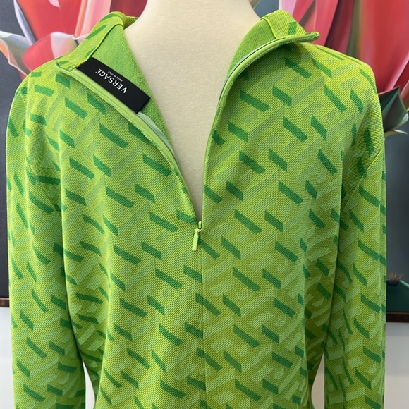 Versace La Greca Jacquard Mock Neck Silk Blend Sweater - Picture 8 of 16